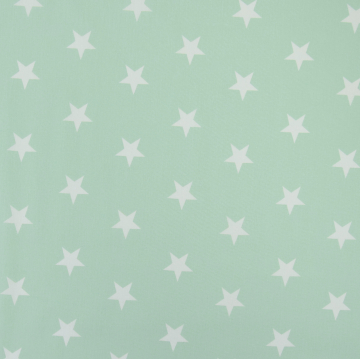 Cotton fabric large star, light mint green