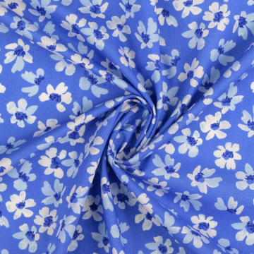 Baumwoll Popeline Blumenregen, blau