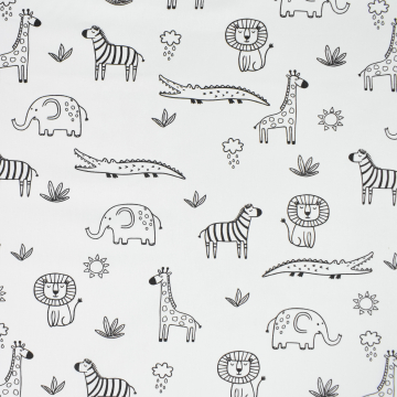 Baumwoll Popeline Cartoon Animals, weiß