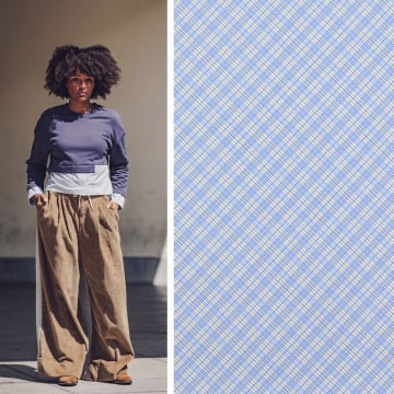 Cotton poplin Check Fibre Mood, blue