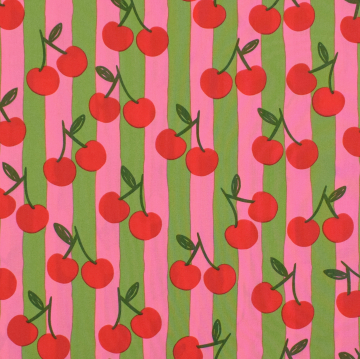 Katoen popeline Cherries, lichtfuchsia