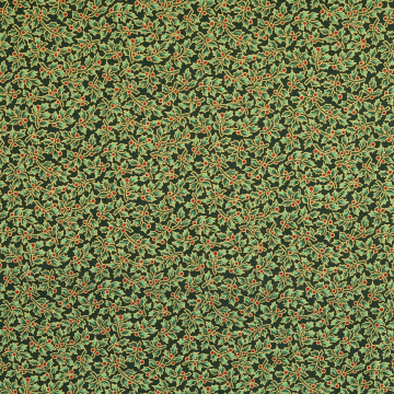Tissu coton popeline Christmas Leaves, vert foncé
