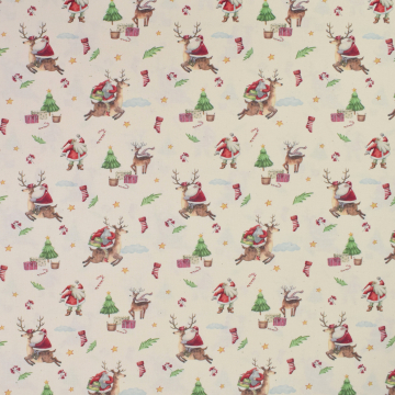 Cotton poplin Christmas Time, cream