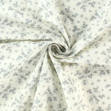 Baumwoll Popeline Cottage Flowers, weiß grau