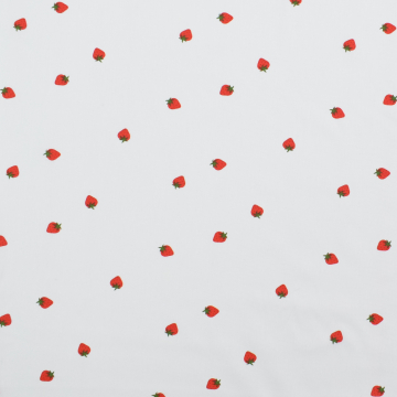 Tissu coton popeline Fraises, blanc
