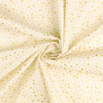 Tissu coton popeline Golden Stars, crème