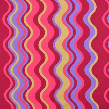 Cotton poplin golden waves, magenta