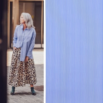 Cotton poplin Mini Stripes Fibre Mood, blue