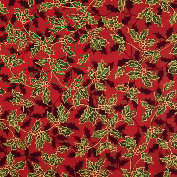 Tissu coton popeline Mistletoe, rouge foncé