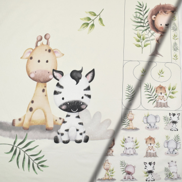 Baumwoll Popeline Panel Safari Place, 115 x 100 cm
