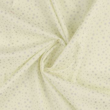 Tissu coton popeline Silver Stars, crème