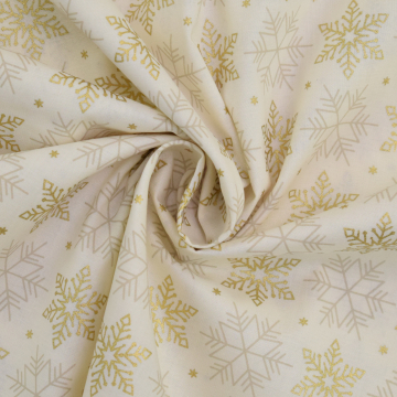 Popeline katoen Snowflake Stars, crèmekleurig