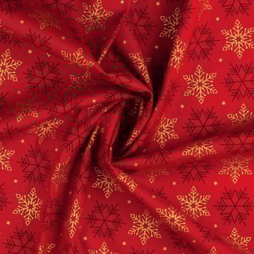 Cotton poplin Snowflake Stars, red