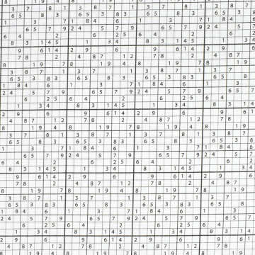 Tissu coton popeline Sudoku, blanc