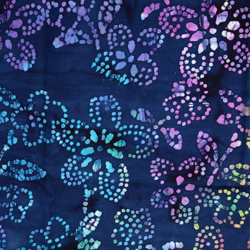 Baumwoll Popeline Tie Dye Flowers, nachtblau