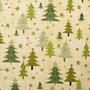 Tissu coton popeline sapin de Noël, vert