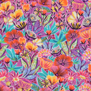 Tissu coton popeline Fleurs Wildflowers, baies
