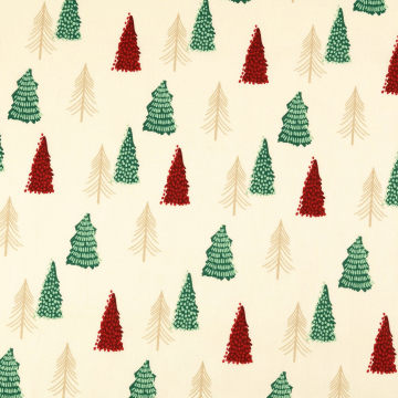 Baumwoll Popeline Winterwald, creme
