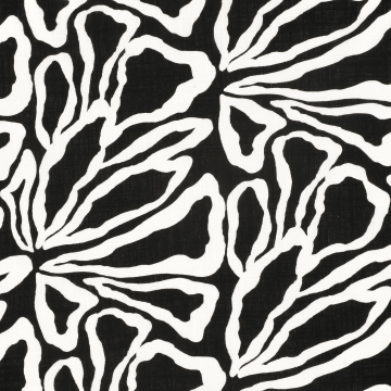 Tissu coton viscose Fleurs Flowers, noir