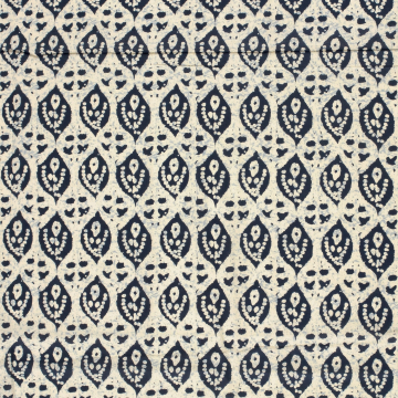 Tissu voile de coton abstrait Fleurs abstract leaves, marine
