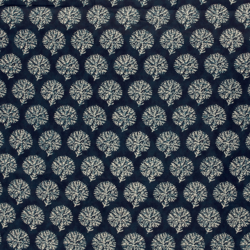 Tissu voile de coton Arbres Fantasy Tree, marine