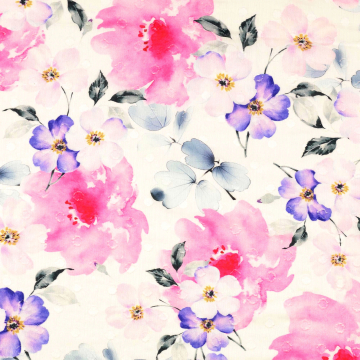 Cotton voile Flower Dots, white