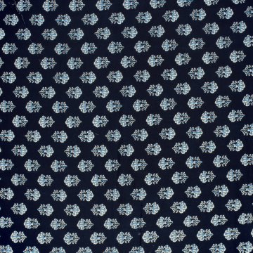 Tissu voile de coton Ornement de fleurs Flower Ornament, marine