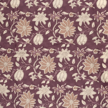 Tissu voile de coton Fleurs Flowers, mauve