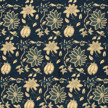 Tissu voile de coton Fleurs Flowers, marine