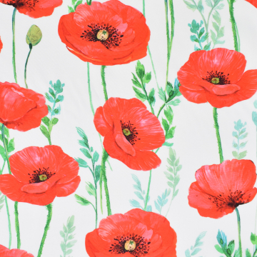 Cotton Voile poppies, white
