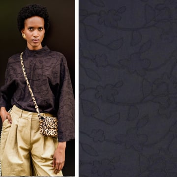 Cotton voile emroidery flowers Fibre Mood, black