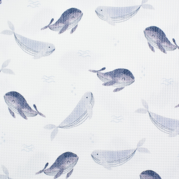 Tissu nid d'abeille Baleine, blanc cassé