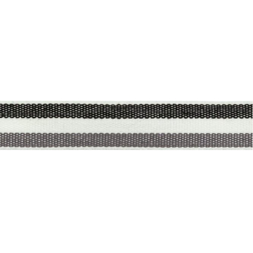 Baumwoll Zierband Streifen 15 mm, grau- schwarz
