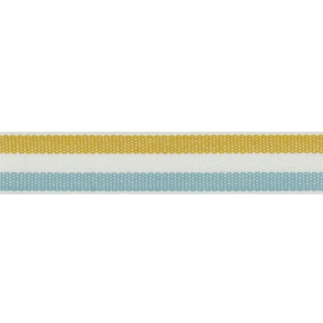 Baumwoll Zierband Streifen 15 mm, hellblau- senfgelb