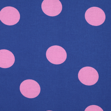 Katoenen flanel Big Dots, koningsblauw