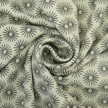 Tissu jersey de coton fleurs parapluies, blanc cassé