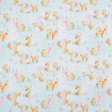 Tissu jersey de coton Lapins Cute Bunnies, menthe clair