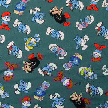 Baumwolljersey Die Schlümpfe, blasspetrol