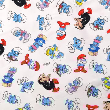 Baumwolljersey Die Schlümpfe, weiß