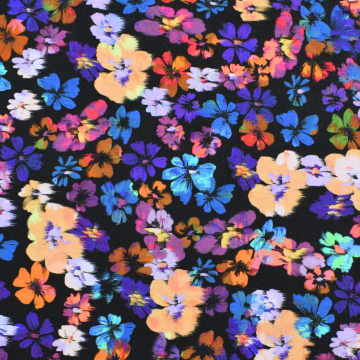 Tissu jersey de coton Fleurs Flower Bomb, noir