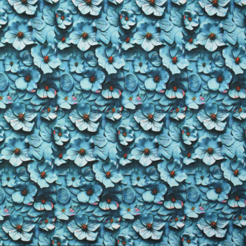 Katoenjersey flower wall, petrol