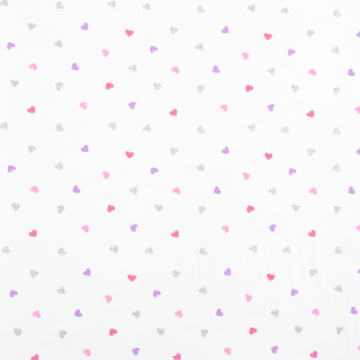 Tissu jersey de coton Coeurs Glamour Hearts, blanc cassé