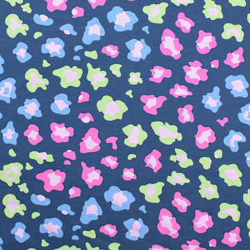 Tissu jersey de coton brillant Glitter Léopard, bleu