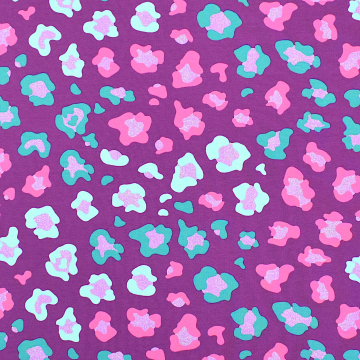 Tissu jersey de coton brillant Glitter Léopard, pourpre