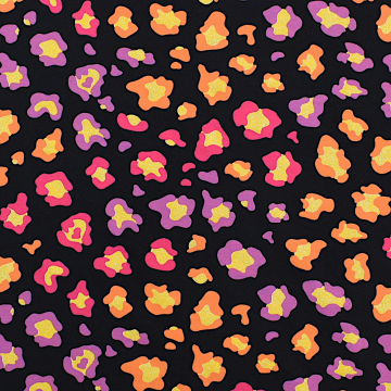 Tissu jersey de coton brillant Glitter Léopard, noir