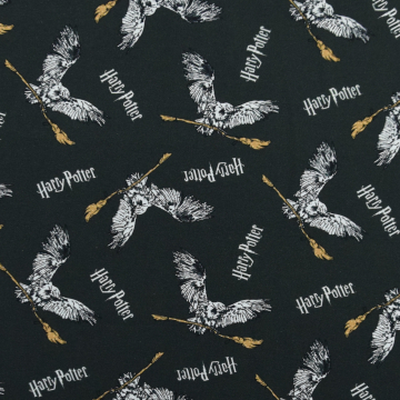 Cotton poplin Harry Potter emblem, charcoal-grey