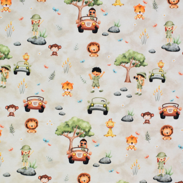 Baumwolljersey Jungle Time, beige