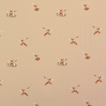 Baumwolljersey Kleines Reh, beige