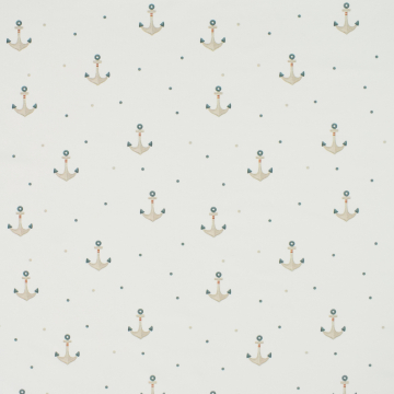 Tissu jersey de coton Ancre marine bord de mer chic Küstenkind, blanc cassé