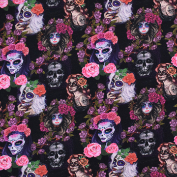 Baumwolljersey La Catrina, schwarz